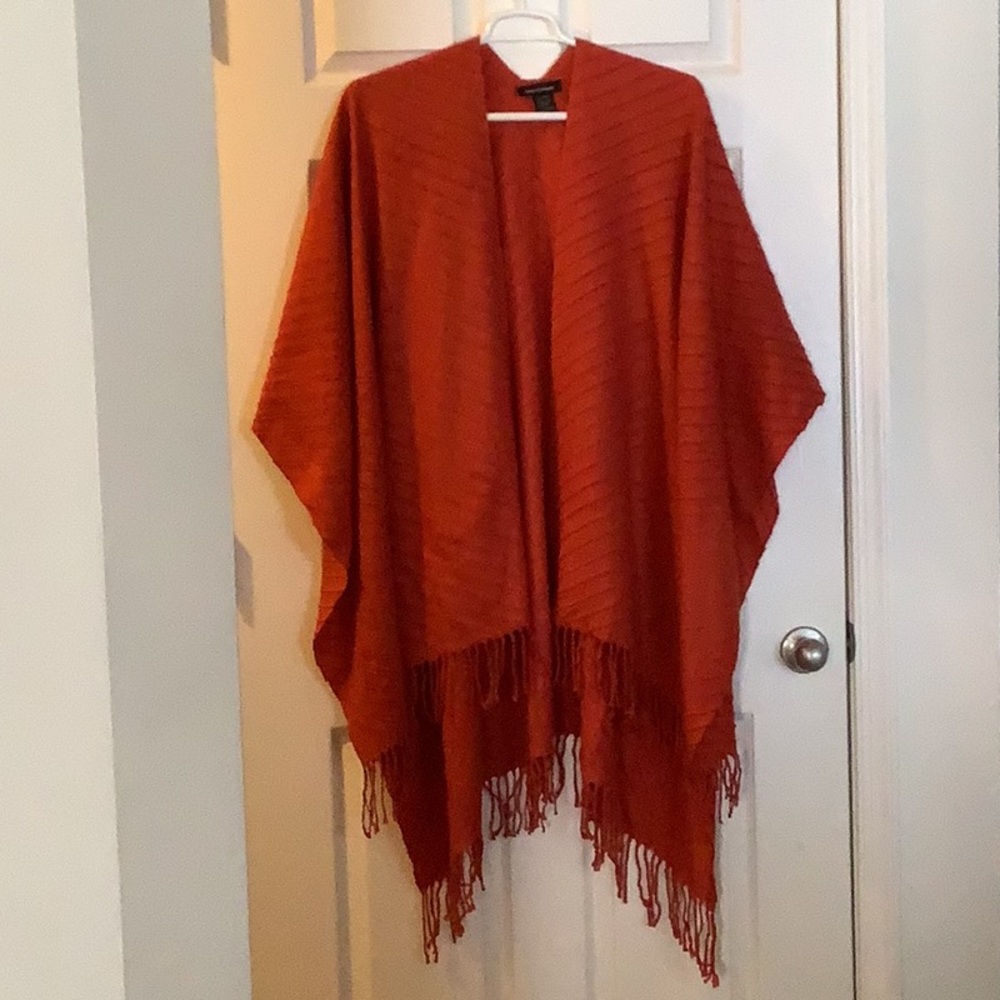 Ashley Stewart Open Front Shawl with Fringes